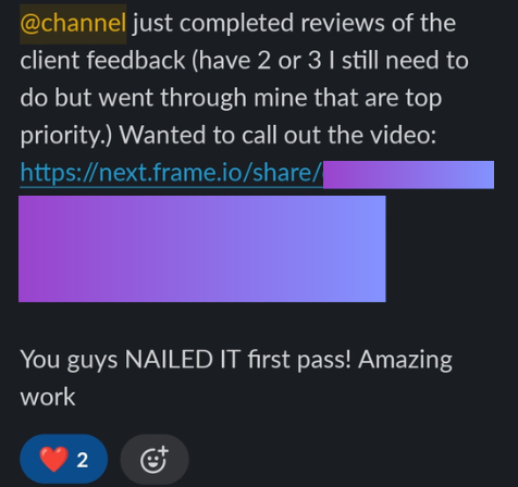 Client message: you guys nailed it, first pass